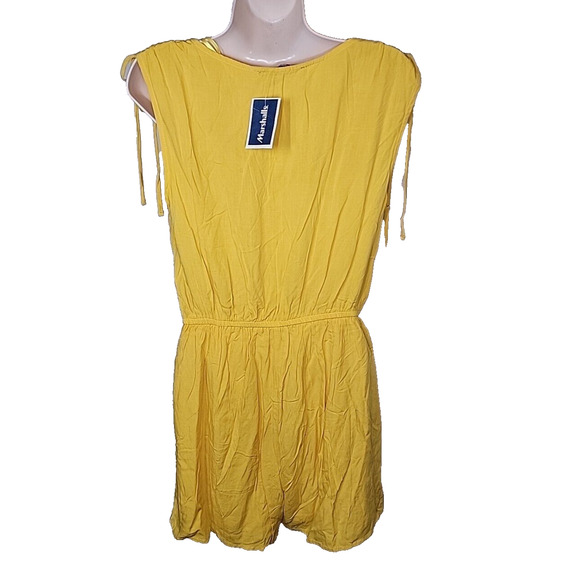 ONE CLOTHING LA Yellow Draw String Shoulder V-Neck Wrap Romper Size L - Picture 7 of 10